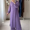 Elsa Düğmeli Spor Takım - Lila