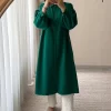 Boydan Düğmeli Zen Tunik - Yeşil