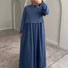Layra Büzgülü Elbise - İndigo