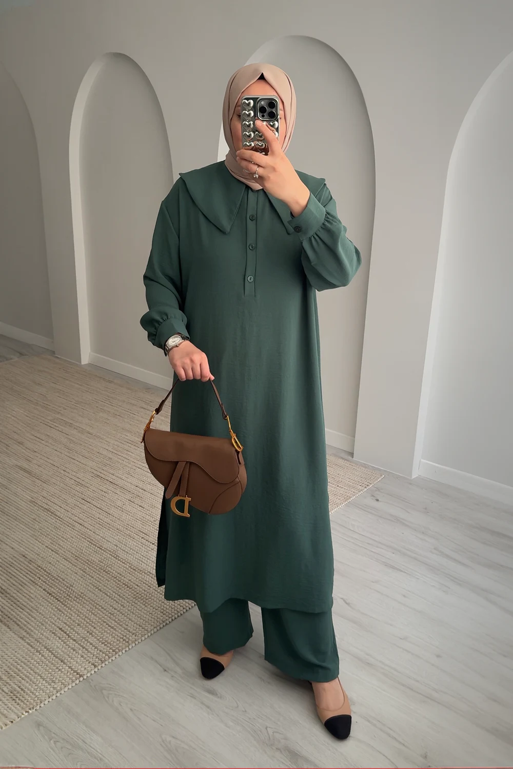 Melina Bebe Yaka Tam Boy Takım - Küf Yeşil