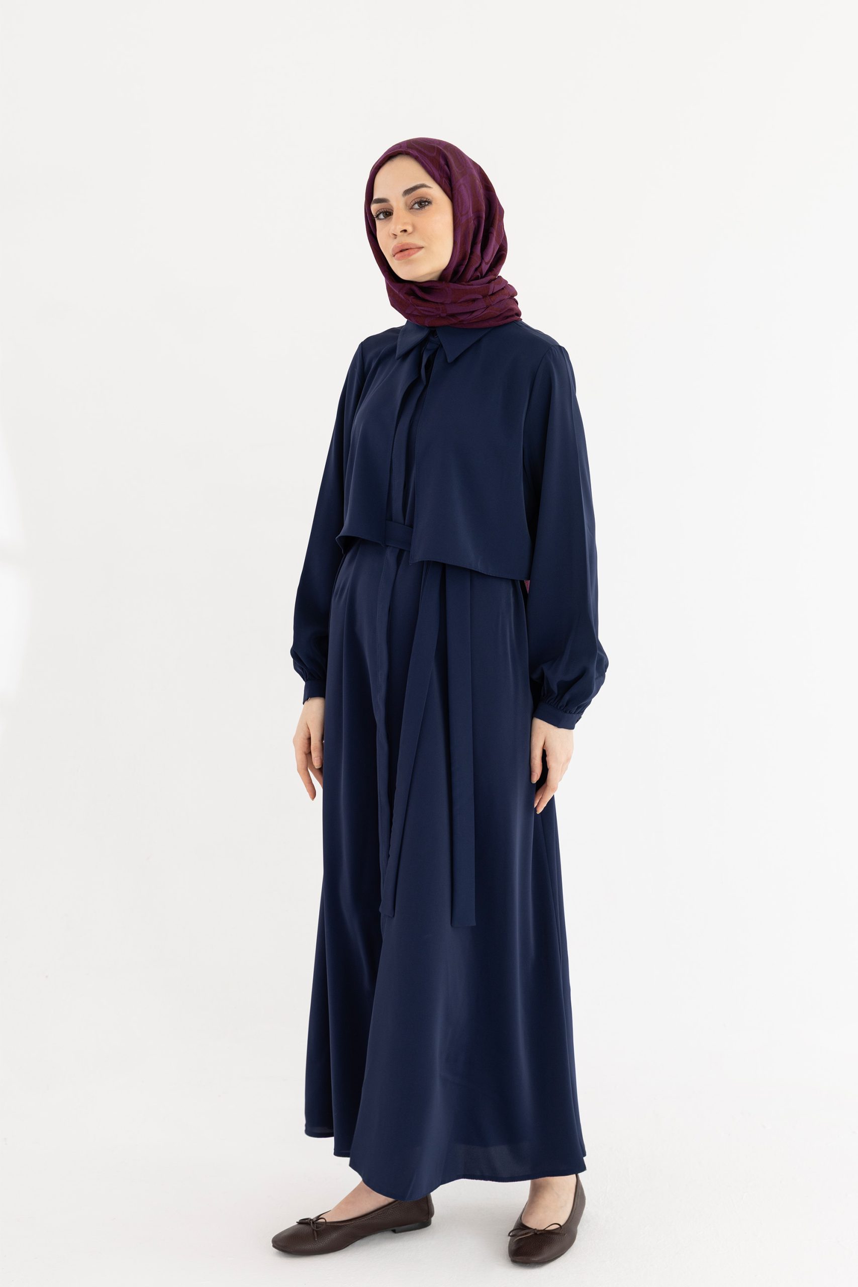 Perla Düğmeli Ferace - Lacivert