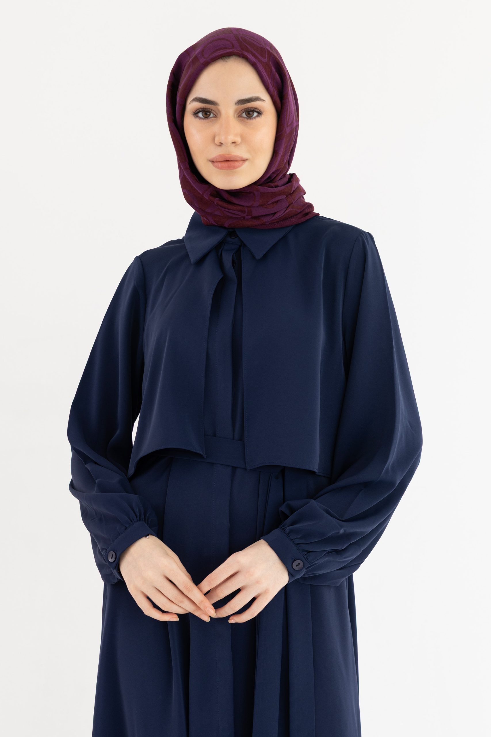 Perla Düğmeli Ferace - Lacivert - Görsel 2