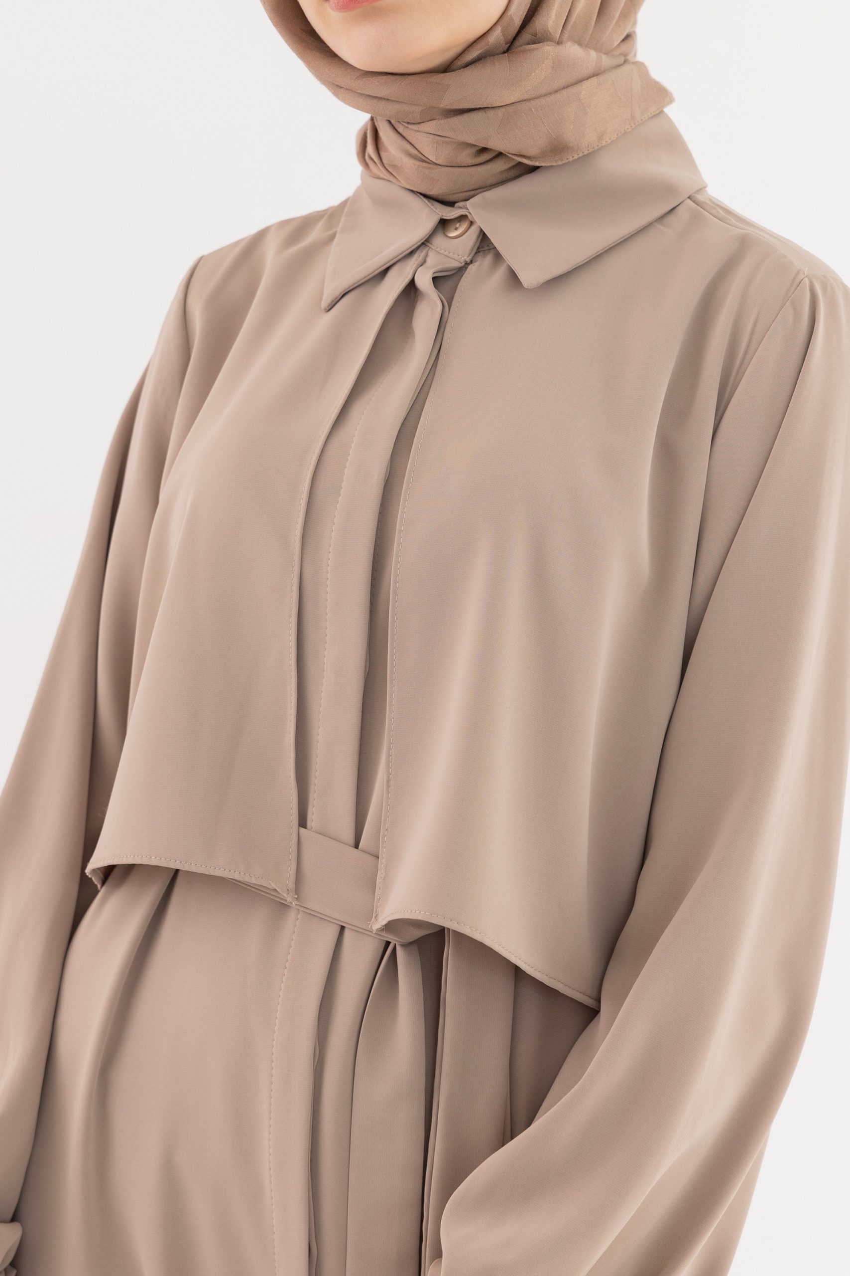 Perla Düğmeli Ferace - Toprak - Görsel 3