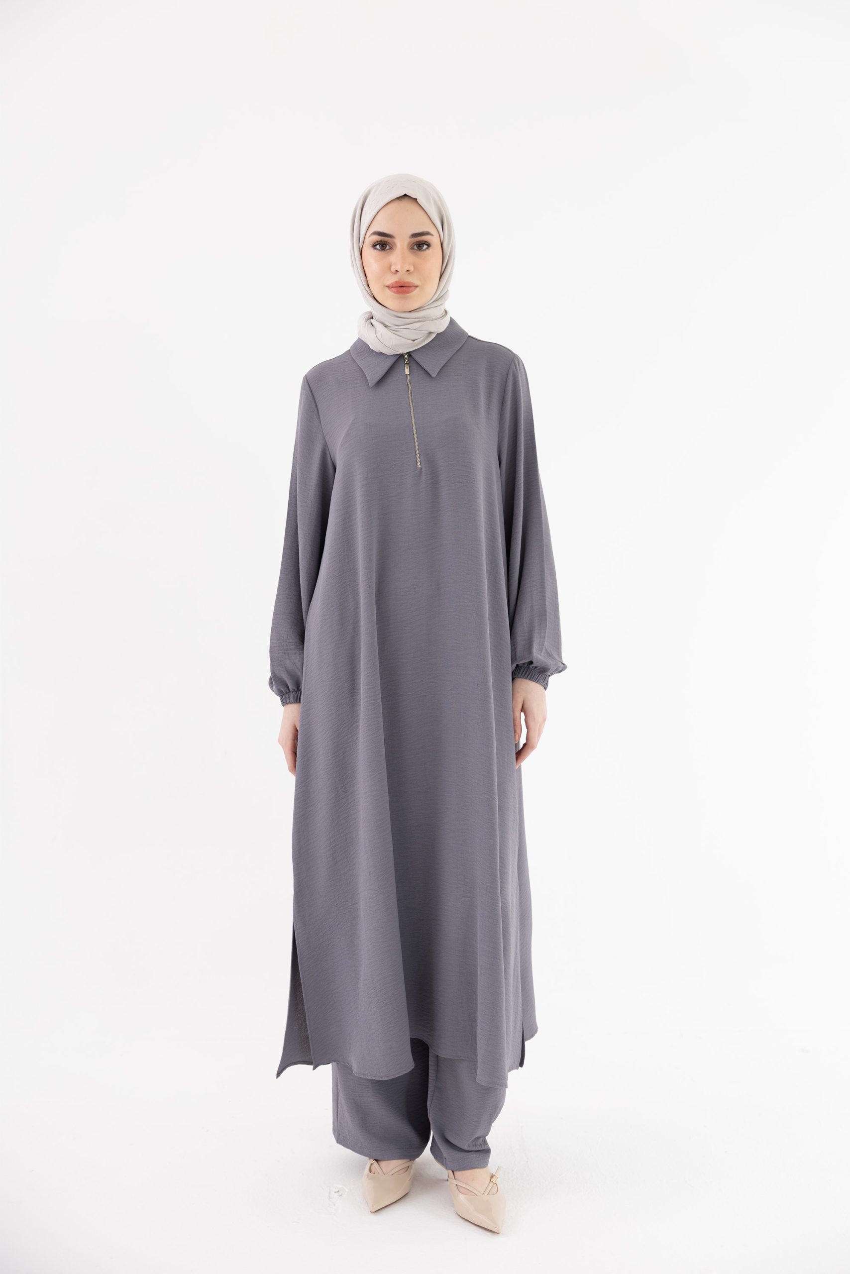 Laura Fermuarlı Tamboy Takım – Gri