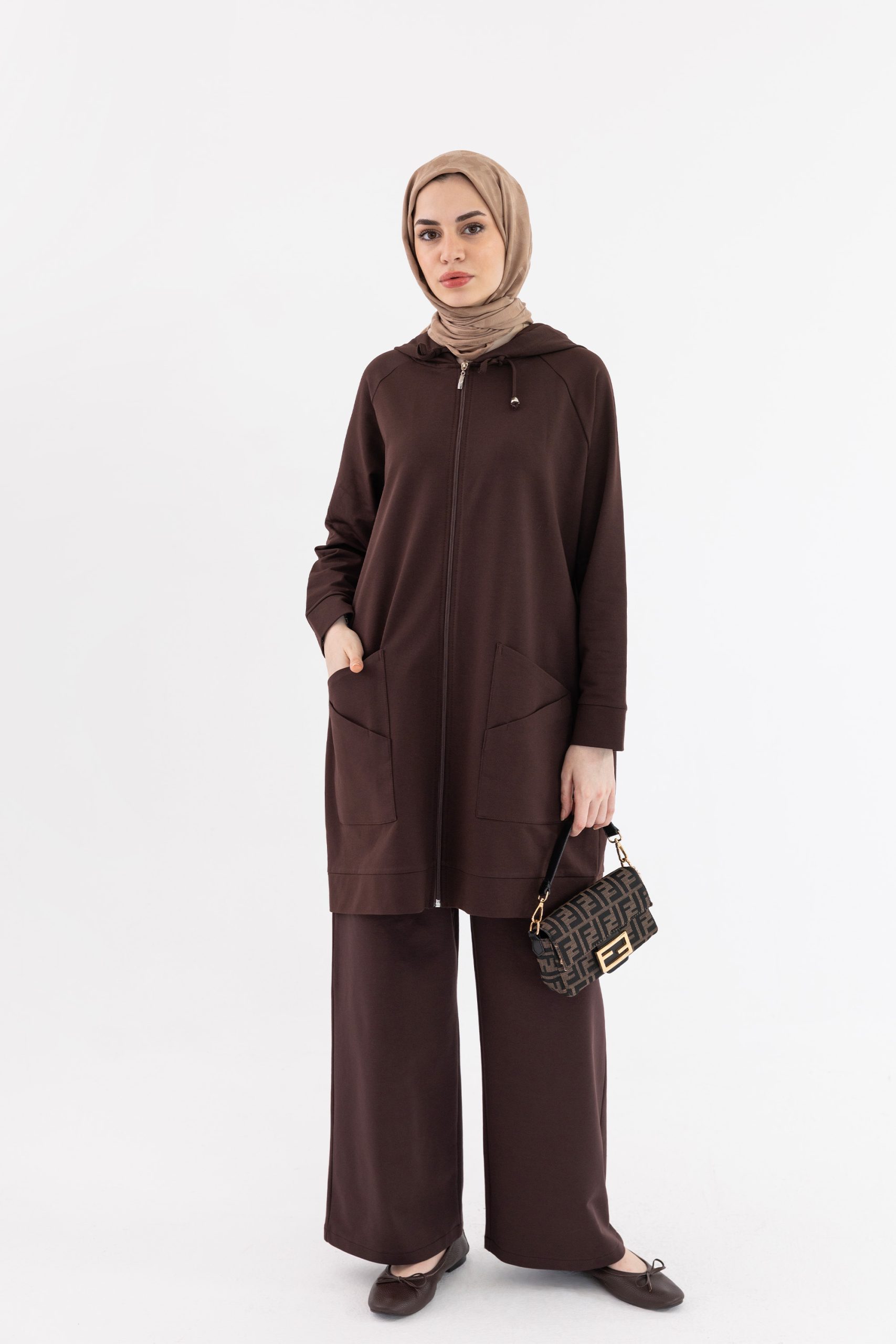 Roa Z Cepli Pamuk Spor Takım - Acı Kahve